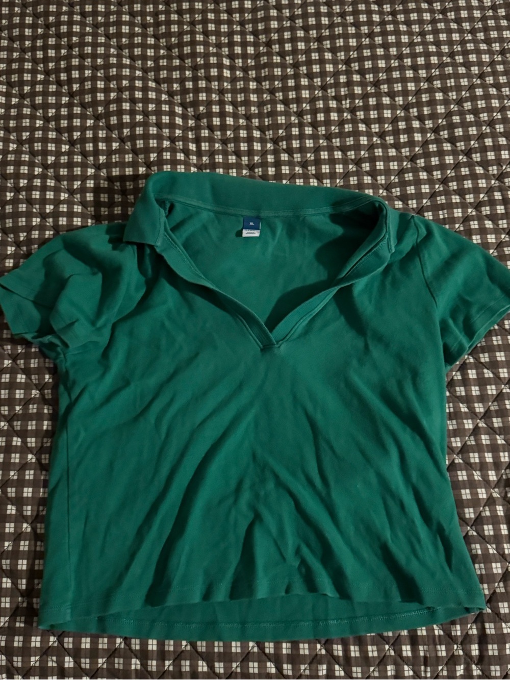 Old Navy Emerald Green V-Neck Polo Short Sleeve Top
